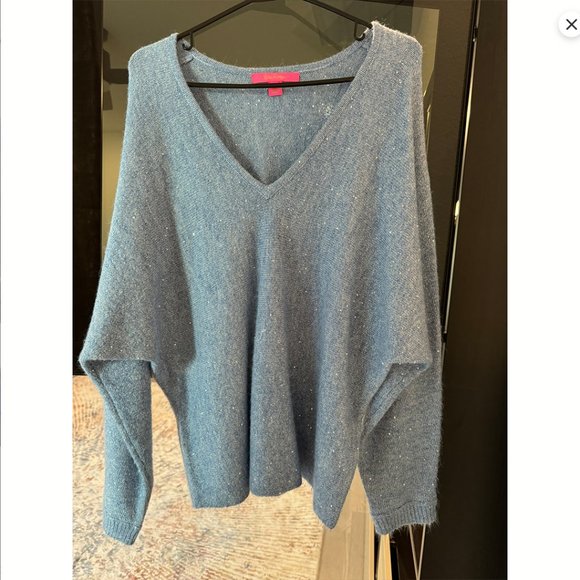Lilly Pulitzer Savette Sequin Sweater in Blue Peri Metallic Size Large - Picture 1 of 6